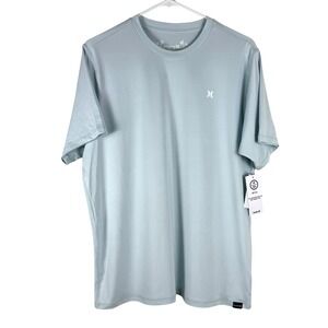 Hurley Icon Hybrid UPF Tee Mens Small Light Blue Rash Guard Surf Swim Shirt NWT